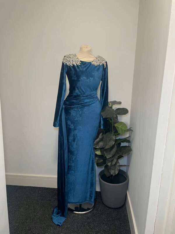 The Imperial Teal Velvet Dress