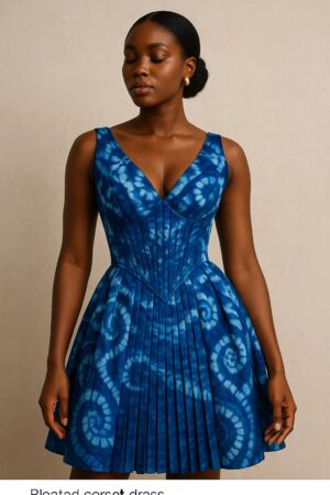The Indigo Adire Corset Mini