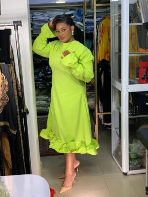 IMG-20260708-WA0112 Neon Blossom Bell-Sleeve Dress