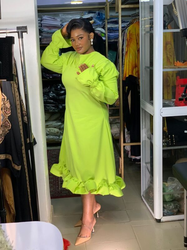Neon Blossom Bell-Sleeve Dress