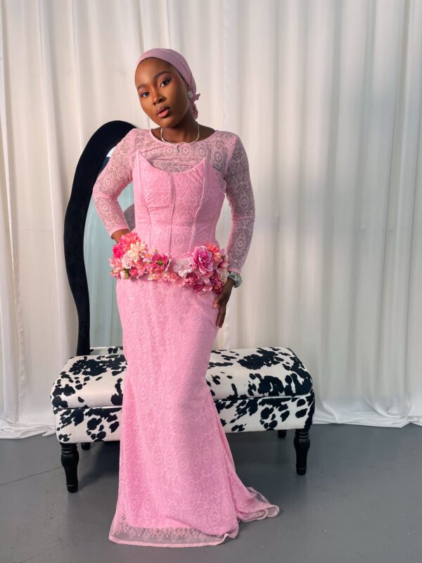The Ice-pink Crystal-Encrusted Mermaid Gown