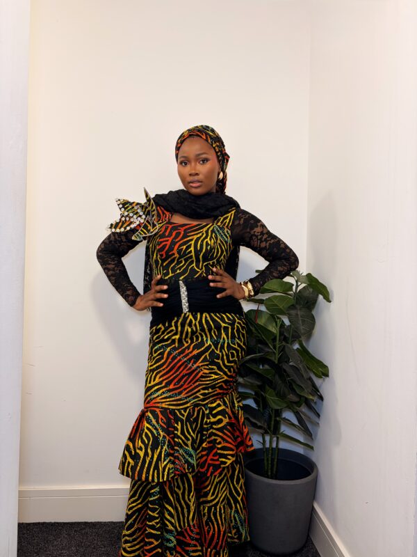 The "Kemi" Feathered Shoulder Maxi