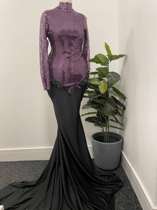 The Obsidian Violet Fringe Gown