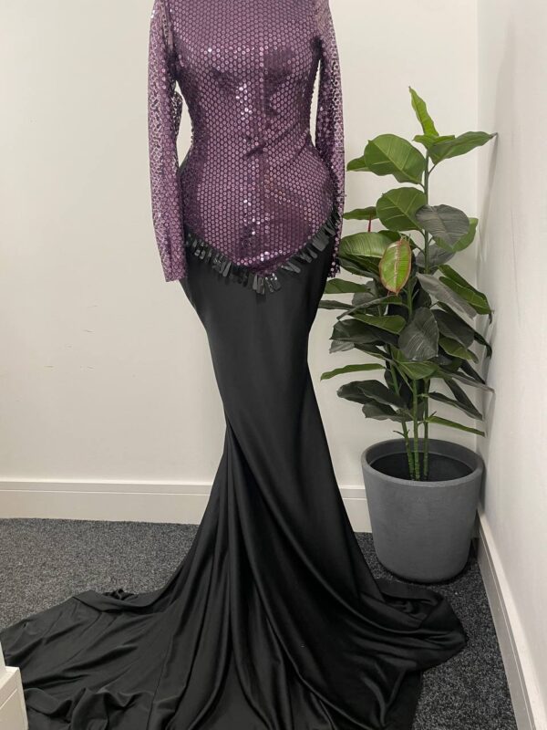 The Obsidian Violet Fringe Gown