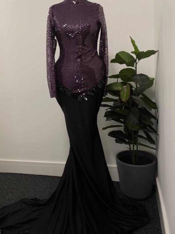 The Obsidian Violet Fringe Gown
