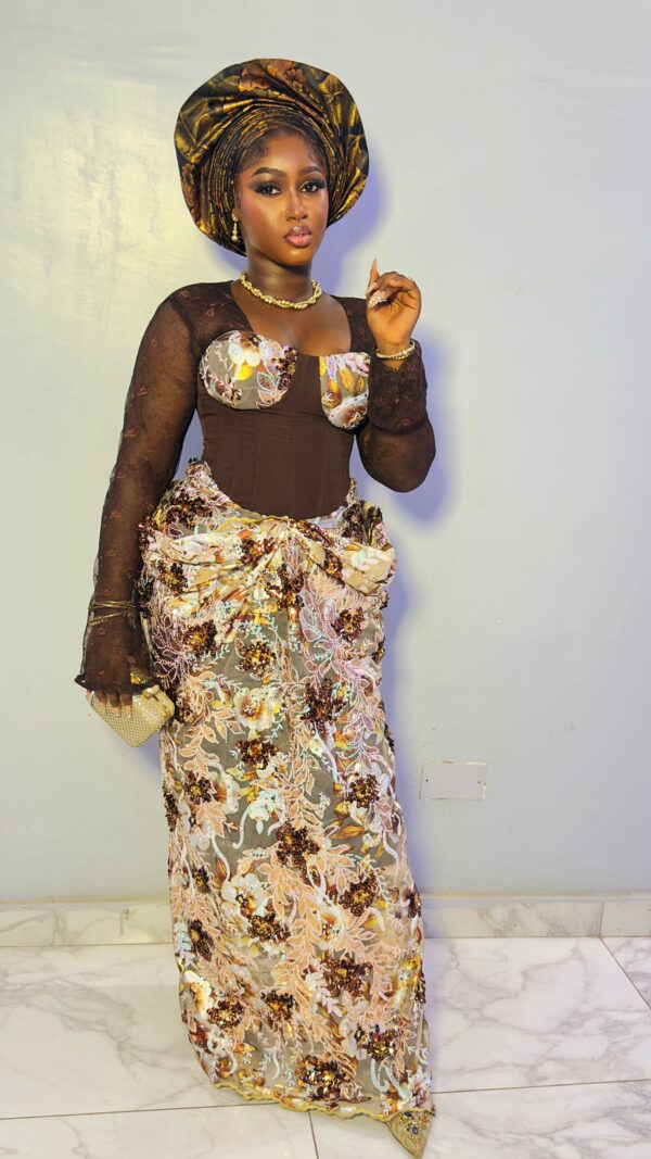 The Imperial Bronze Aso Ebi Gown
