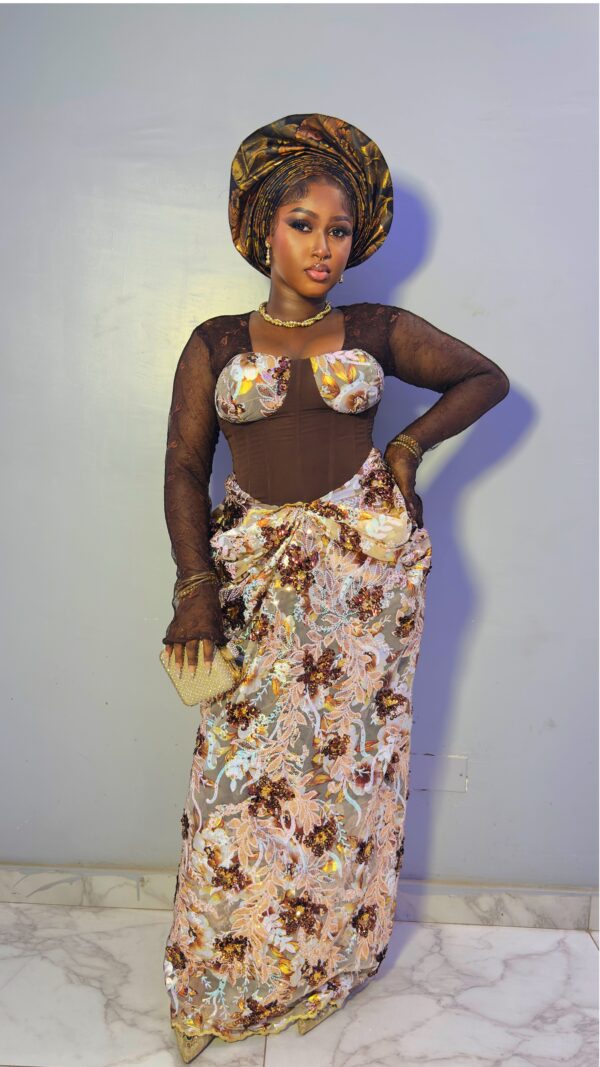 The Imperial Bronze Aso Ebi Gown